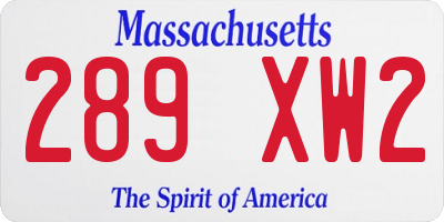 MA license plate 289XW2