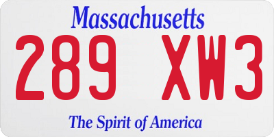 MA license plate 289XW3