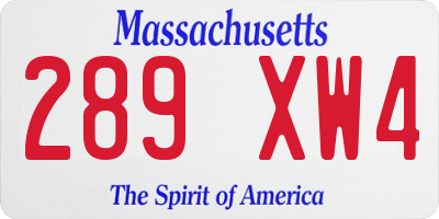 MA license plate 289XW4