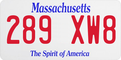 MA license plate 289XW8