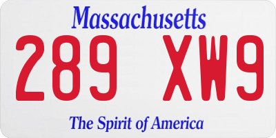 MA license plate 289XW9