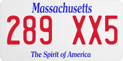 MA license plate 289XX5