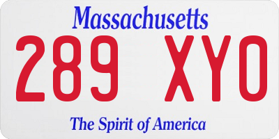 MA license plate 289XY0