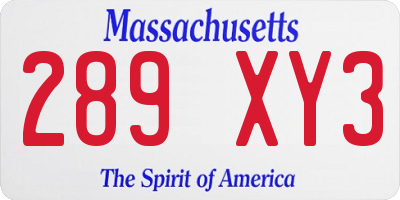MA license plate 289XY3