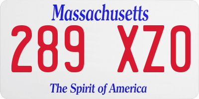 MA license plate 289XZ0