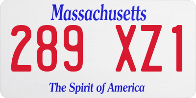 MA license plate 289XZ1