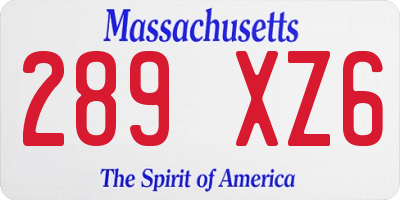 MA license plate 289XZ6