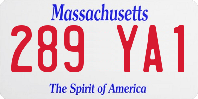 MA license plate 289YA1