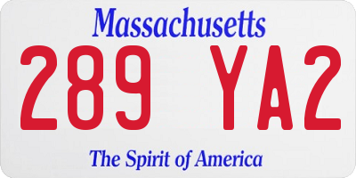 MA license plate 289YA2