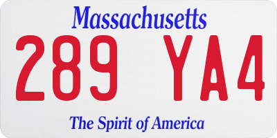 MA license plate 289YA4