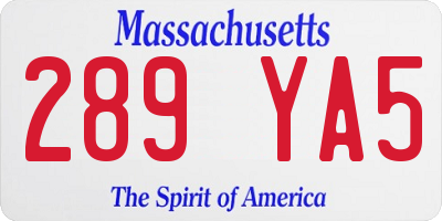 MA license plate 289YA5