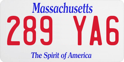 MA license plate 289YA6