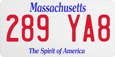 MA license plate 289YA8