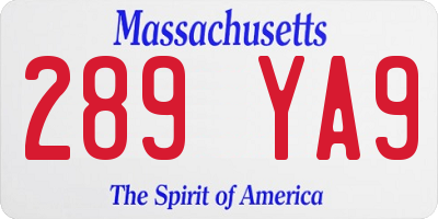 MA license plate 289YA9
