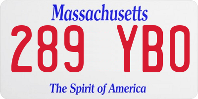 MA license plate 289YB0