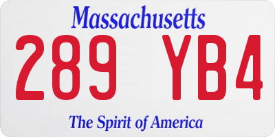 MA license plate 289YB4