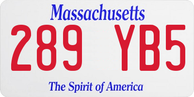 MA license plate 289YB5