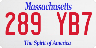 MA license plate 289YB7