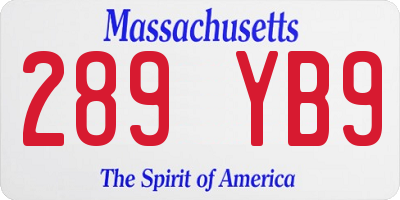 MA license plate 289YB9