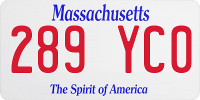 MA license plate 289YC0