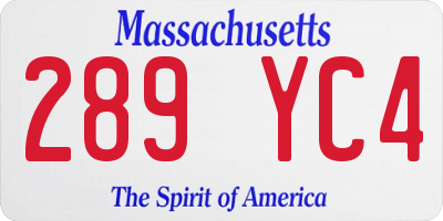 MA license plate 289YC4