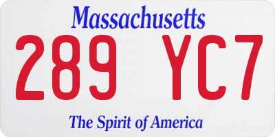 MA license plate 289YC7