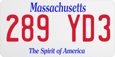 MA license plate 289YD3