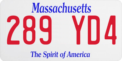 MA license plate 289YD4