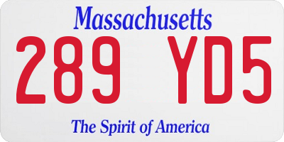 MA license plate 289YD5
