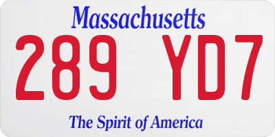 MA license plate 289YD7