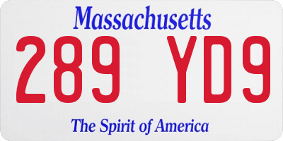 MA license plate 289YD9