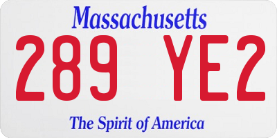 MA license plate 289YE2