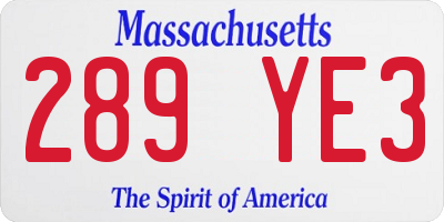 MA license plate 289YE3