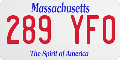 MA license plate 289YF0