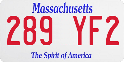 MA license plate 289YF2