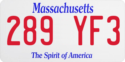 MA license plate 289YF3
