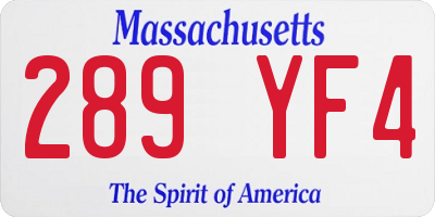 MA license plate 289YF4