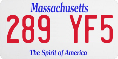 MA license plate 289YF5