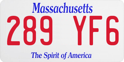 MA license plate 289YF6