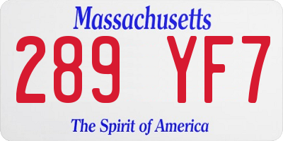 MA license plate 289YF7
