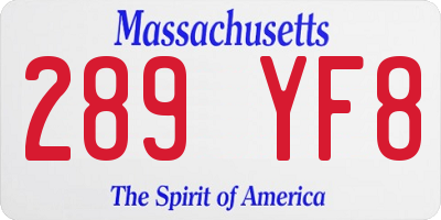 MA license plate 289YF8