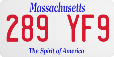 MA license plate 289YF9