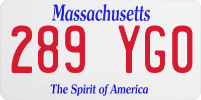 MA license plate 289YG0