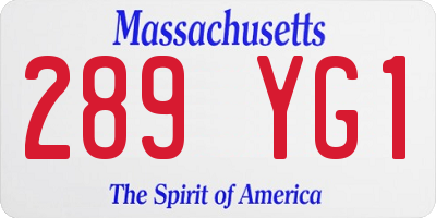 MA license plate 289YG1