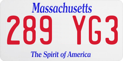 MA license plate 289YG3