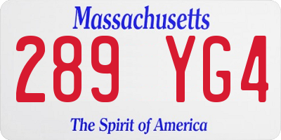 MA license plate 289YG4