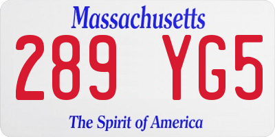 MA license plate 289YG5