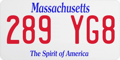 MA license plate 289YG8