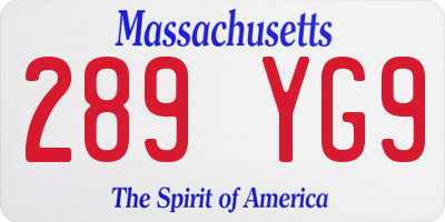 MA license plate 289YG9