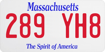 MA license plate 289YH8